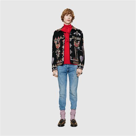 gucci corduroy jacket with buttons embroidery|net a porter gucci coats.